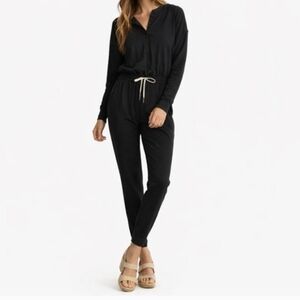 Vuori Lux Henley Jumpsuit Jogger Long-sleeve Black